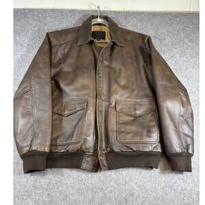 Vintage James Dean Leather Flight Bomber Jacket Mens L Brown Grunge Streetwear